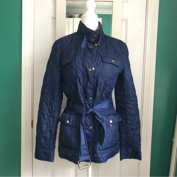 Banana Republic Blue Quilted Belted Jacket Small - Picture 5 of 9